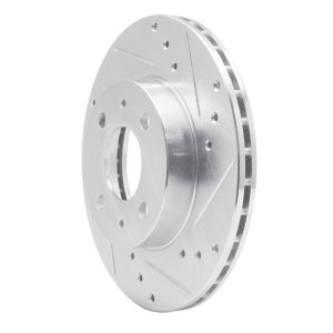 Nissan NX Brake Rotor (1) - Front Right - R1 Concepts - Drilled & Slotted - Silver - `88-`06